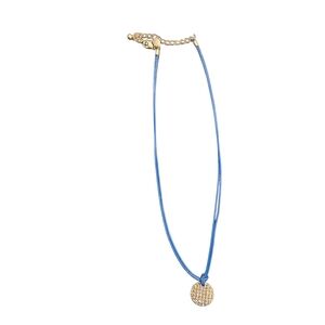 Lia Sophia Elegant Blue Cord and Gold With White Rhinestones Necklace